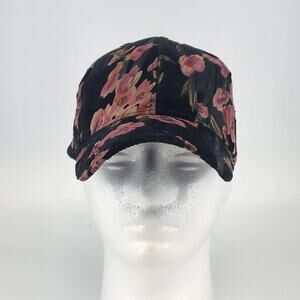 David and Young Baseball Cap Black Pink Floral Velour Soft Velvet Hat China